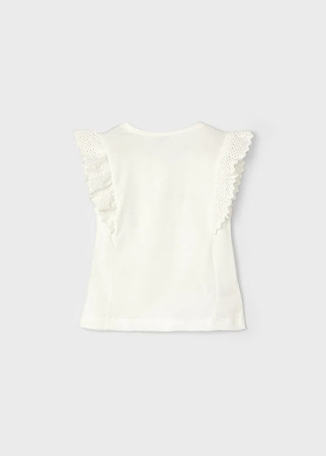 Lace Ruffle Sleeve Tank, Natural, 3082