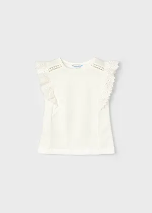 Lace Ruffle Sleeve Tank, Natural, 3082