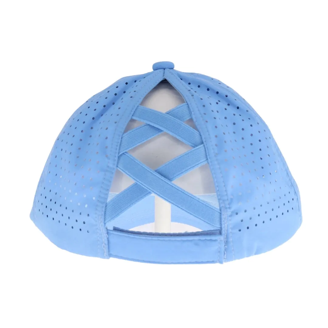 Laser Cut Criss Cross High Ponytail Hat