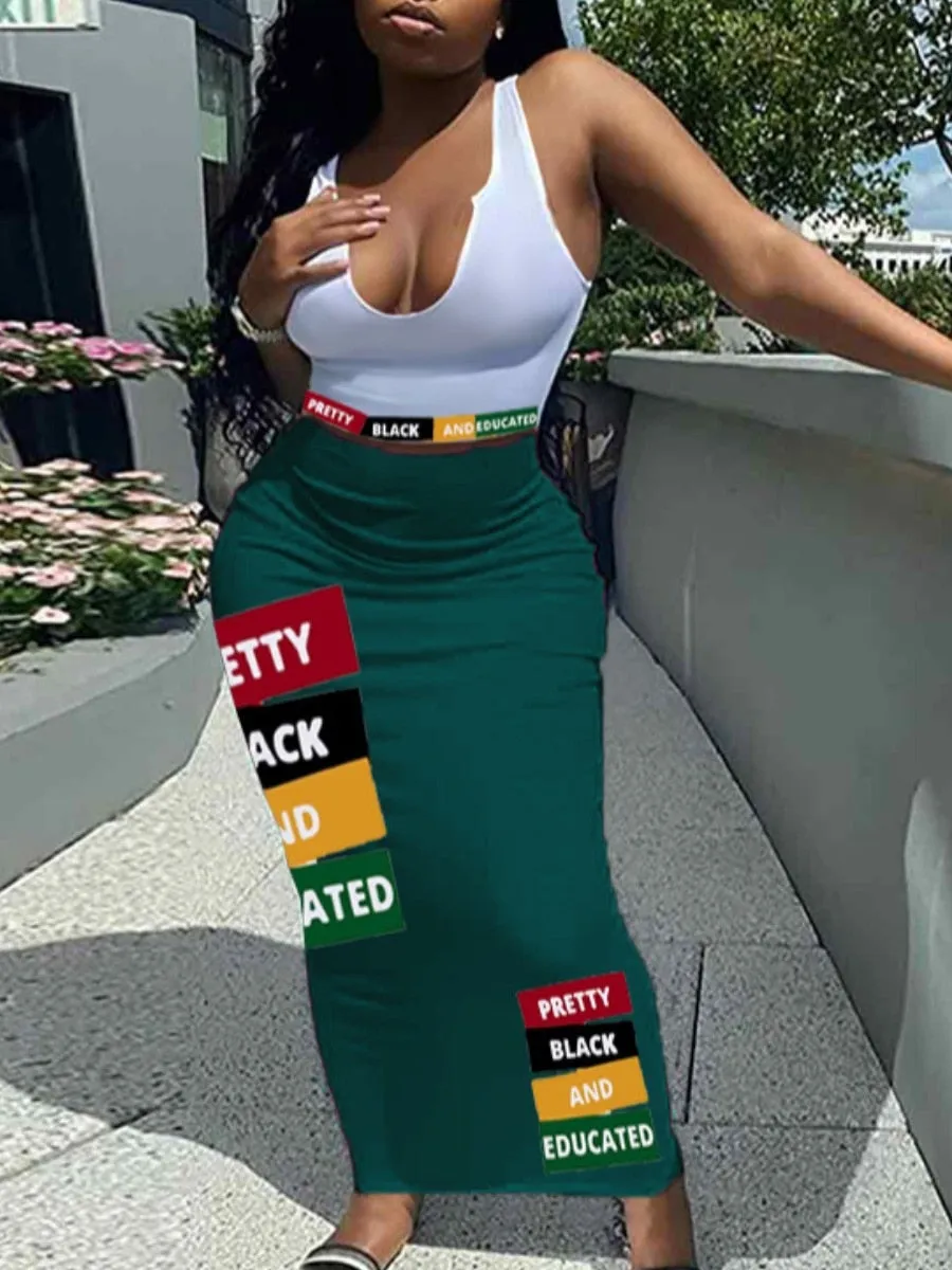 Letter print Two-piece Long Skirt Set