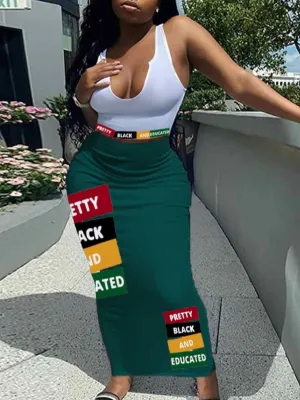 Letter print Two-piece Long Skirt Set