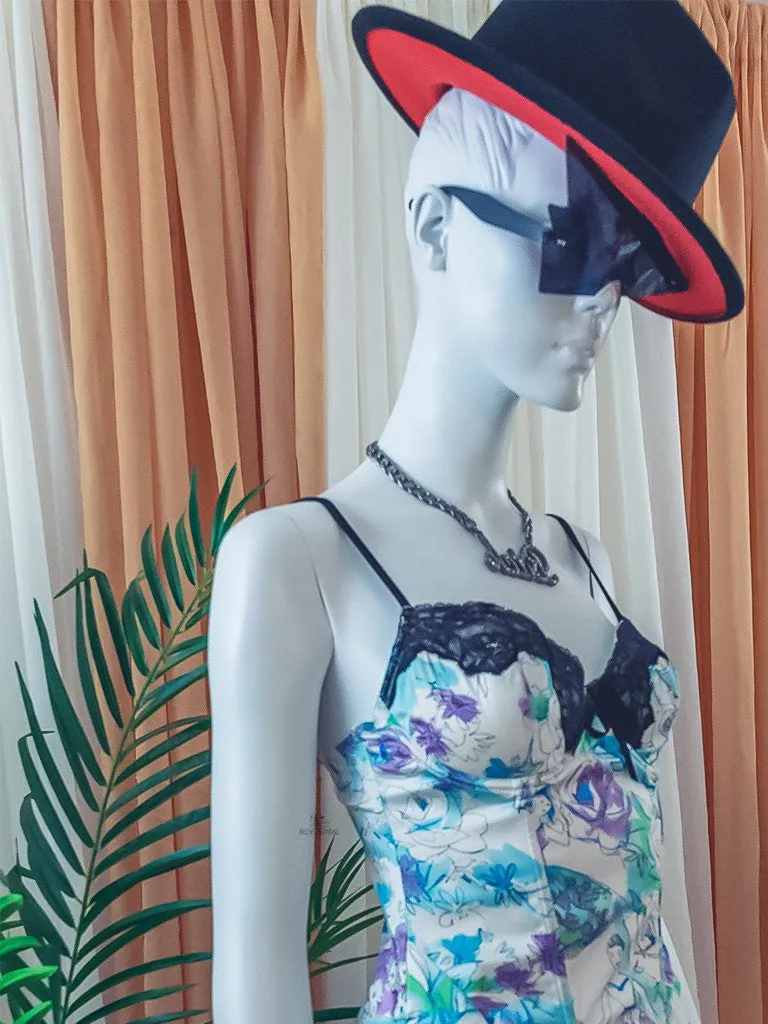 Londyn Fedora Wide Brimmed Hat (Black/Red)