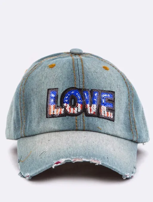 “Love” Denim Baseball Cap