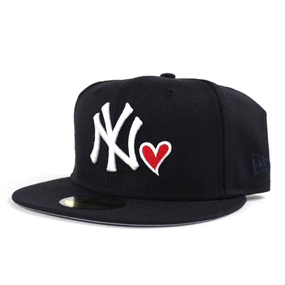 Love New York Yankees New Era 59Fifty Fitted Hat (Navy Gray Under Brim)