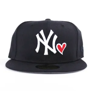 Love New York Yankees New Era 59Fifty Fitted Hat (Navy Gray Under Brim)