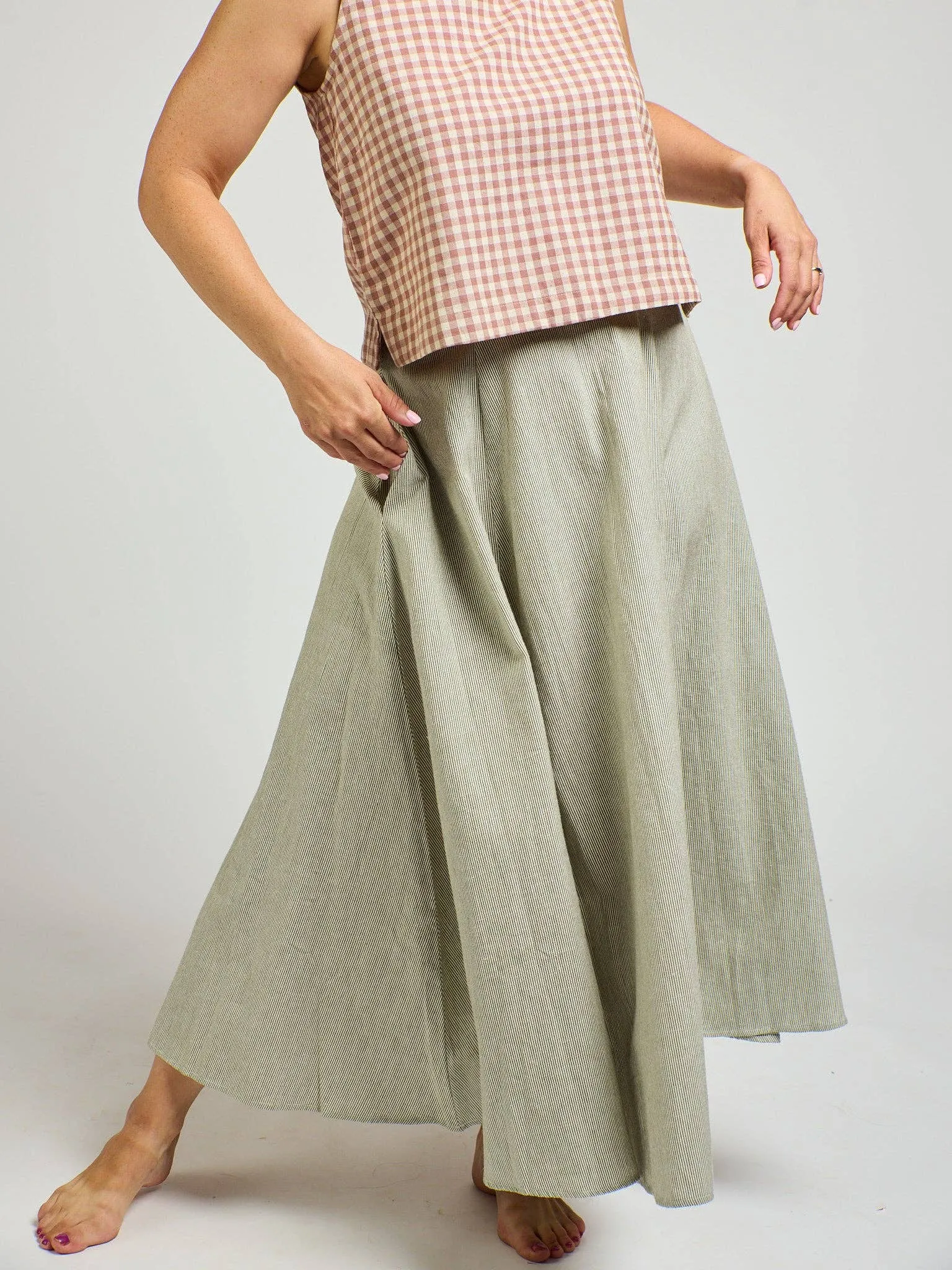 Lucinda Skirt Olive Stripe