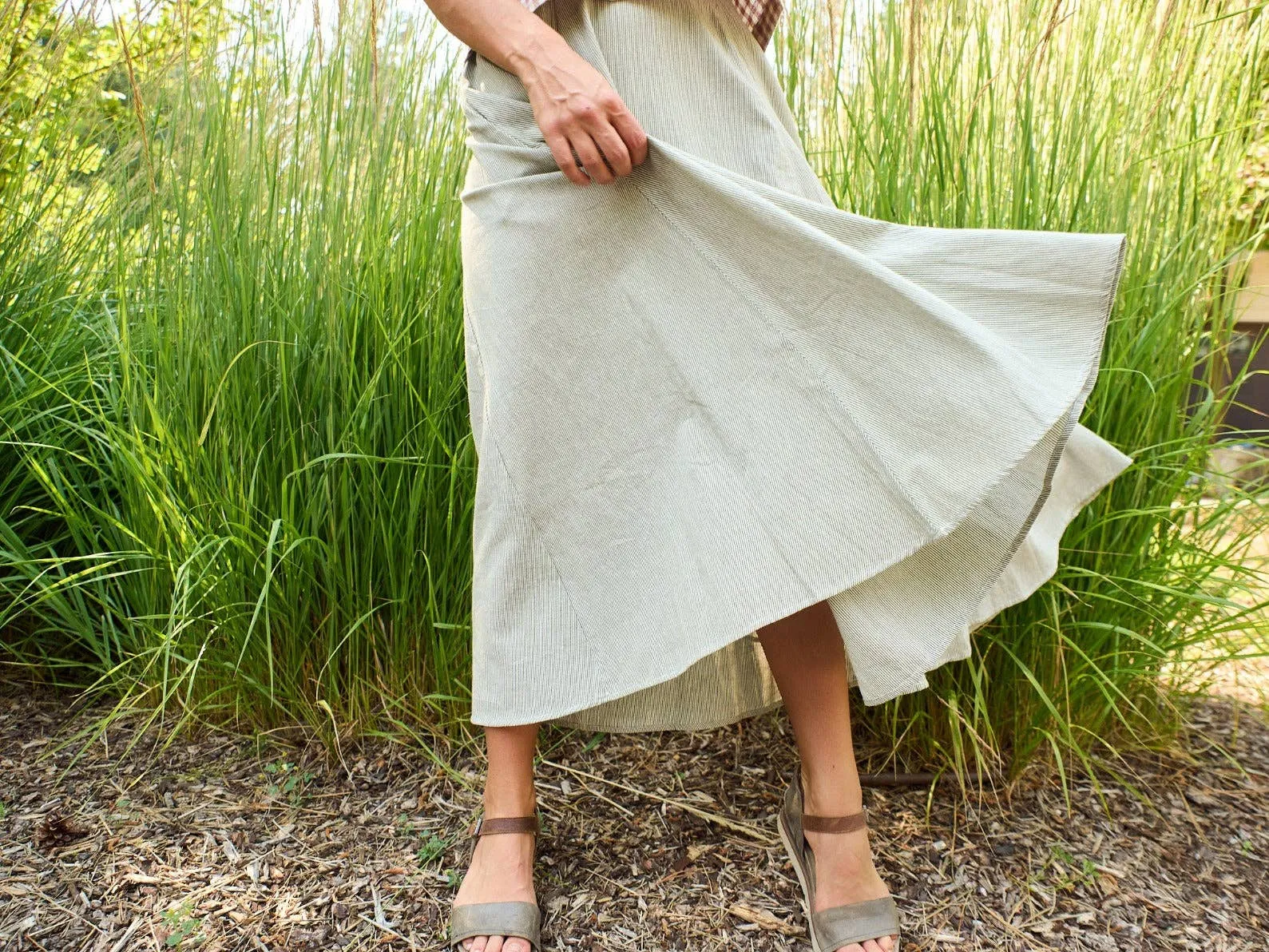 Lucinda Skirt Olive Stripe