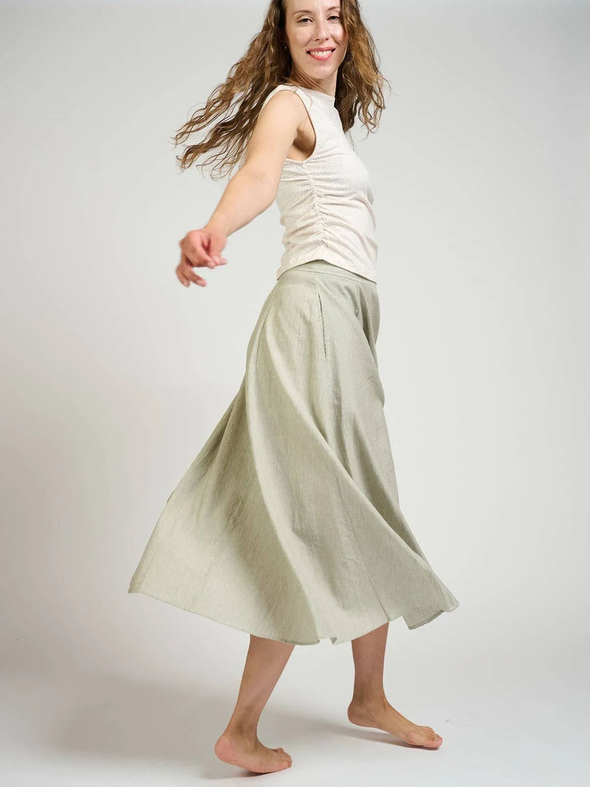 Lucinda Skirt Olive Stripe