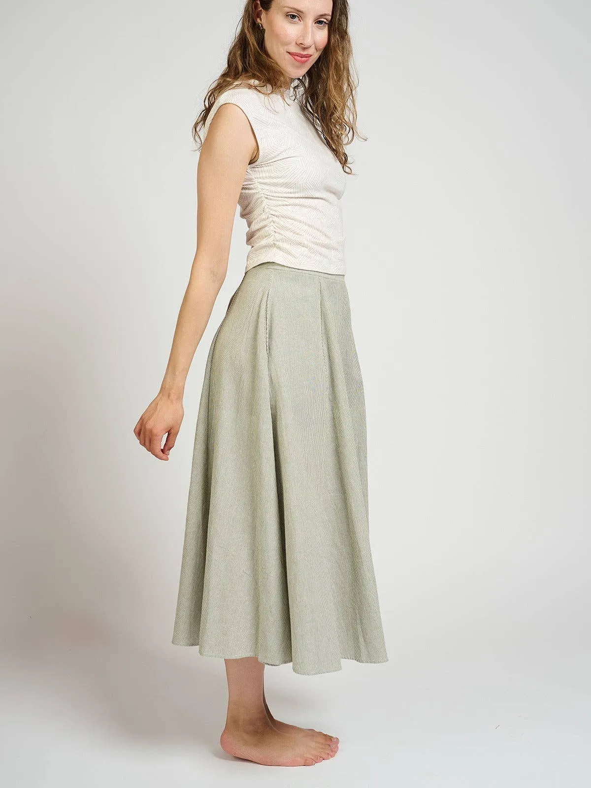 Lucinda Skirt Olive Stripe