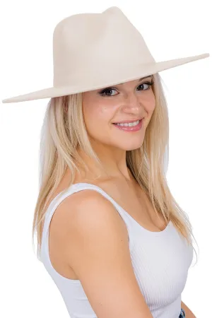 MAINSTAY HAT Beige Wide Brim Felt - Fedora Panama Hat - Approx 3.75” Brim