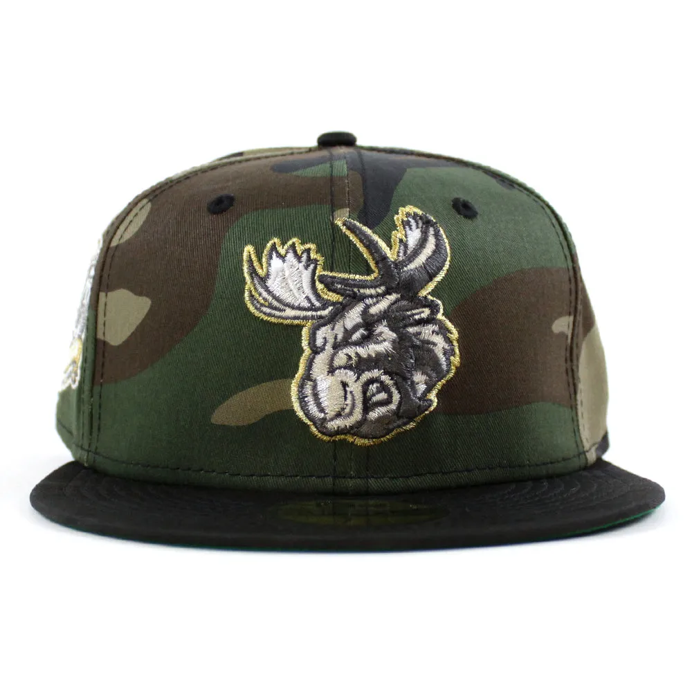 MANITOBA MOOSE 10TH SEASON AMERICAN HOCKEY LEAGUE New Era 59Fifty Fitted Hat (WoodLand Camo Black Green Under Brim)