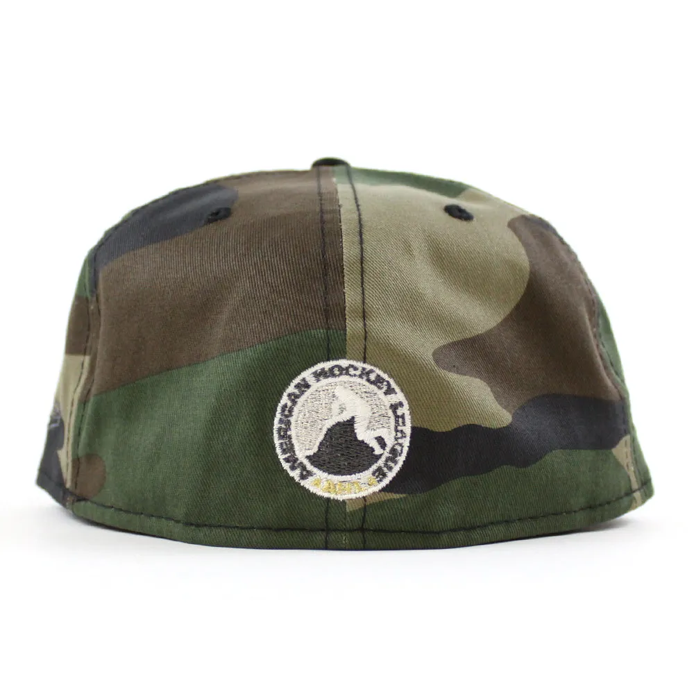 MANITOBA MOOSE 10TH SEASON AMERICAN HOCKEY LEAGUE New Era 59Fifty Fitted Hat (WoodLand Camo Black Green Under Brim)