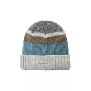 Mens & Ladies Waterproof Thermal Roll Cuff Striped Beanie Hat