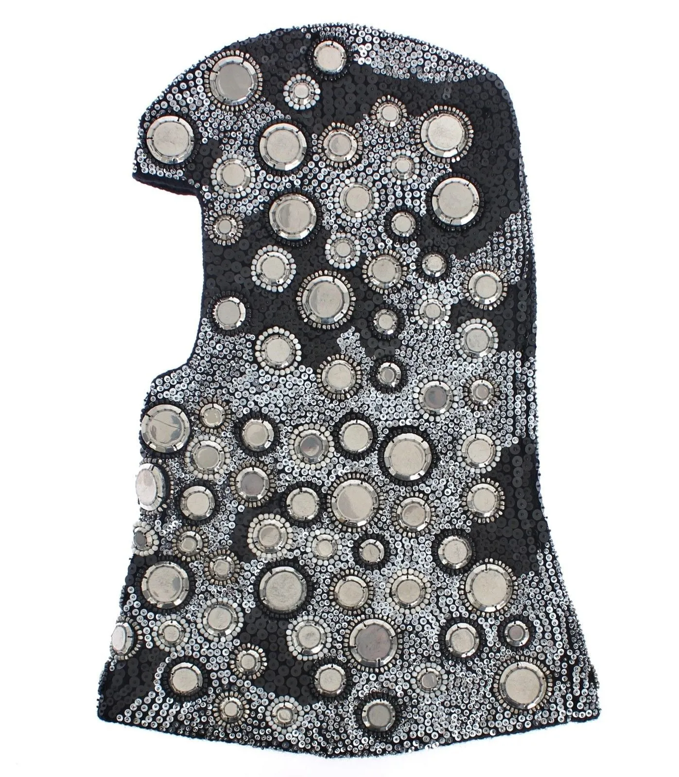 Men's Black Wool Crystal Runway Catwalk Crochet Hood