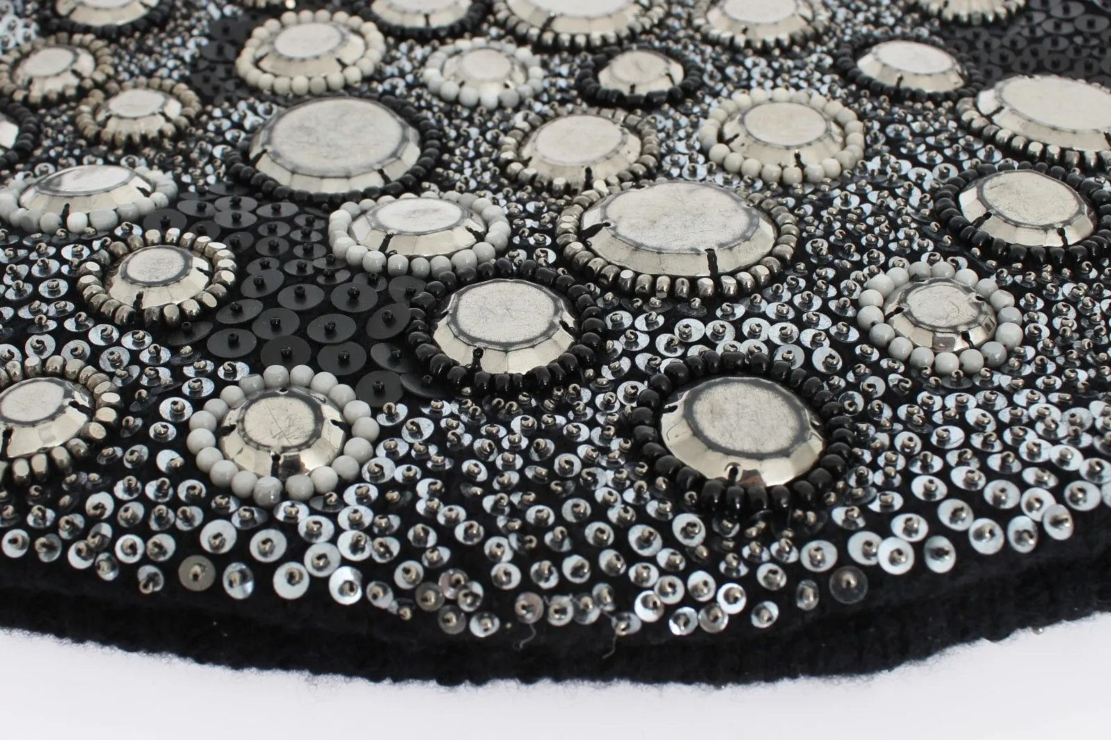 Men's Black Wool Crystal Runway Catwalk Crochet Hood