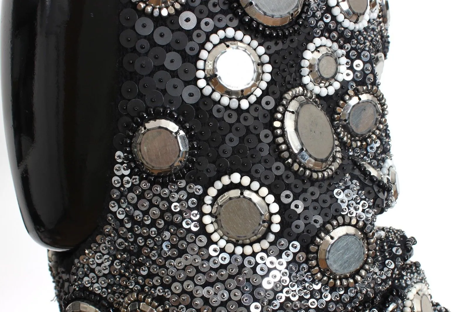 Men's Black Wool Crystal Runway Catwalk Crochet Hood