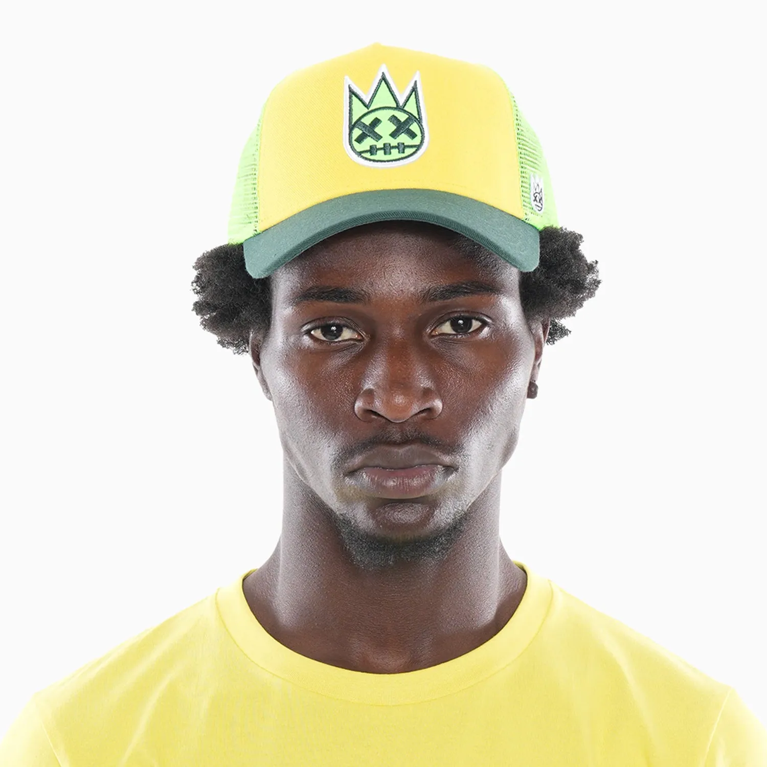 Men's Clean Logo Mesh Back Trucker Curved Visor Green Sheen