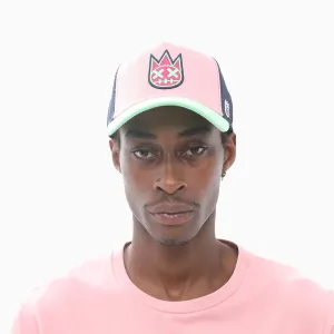 Men's Clean Logo Mesh Back Trucker Curved Visor In Candy Pink