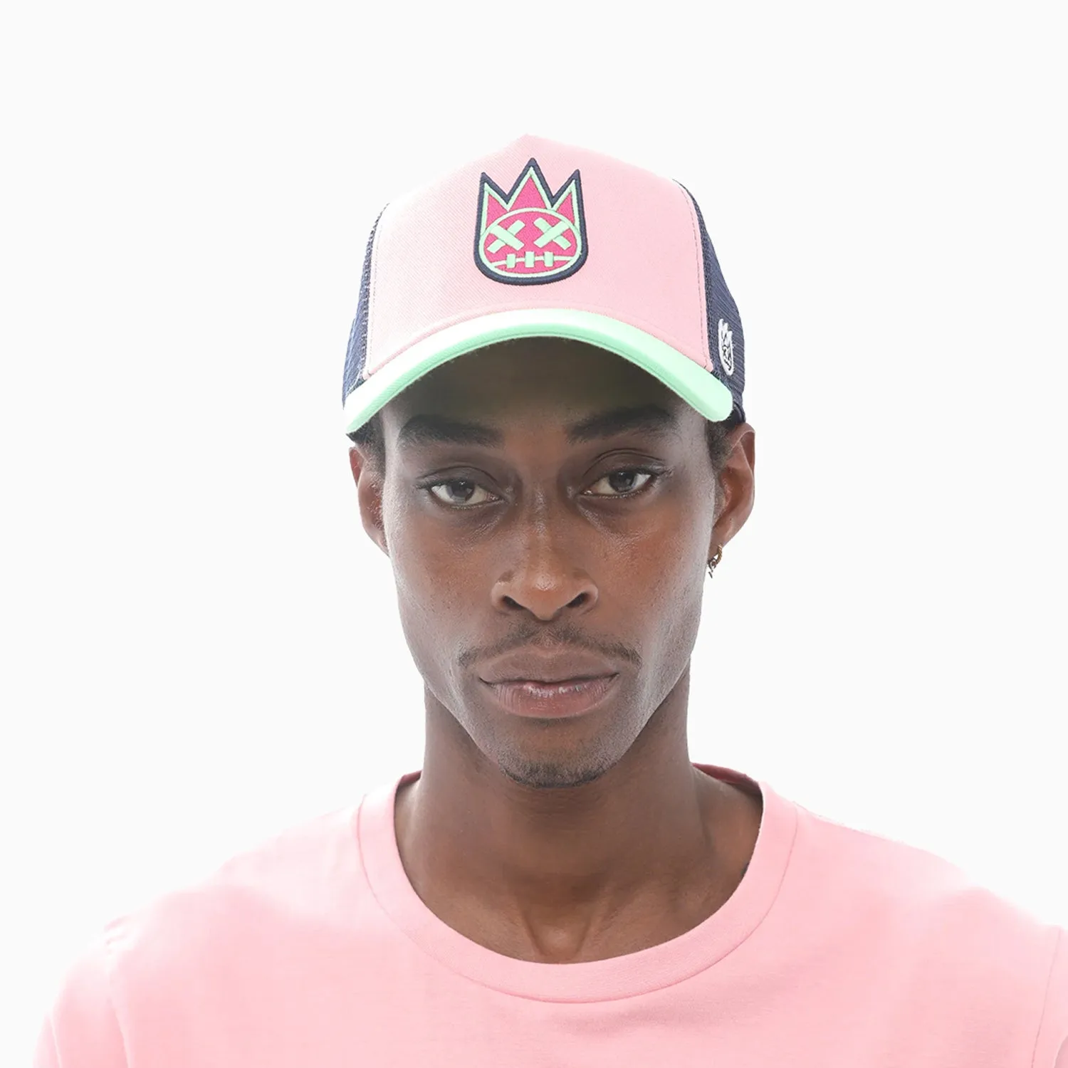Men's Clean Logo Mesh Back Trucker Curved Visor In Candy Pink