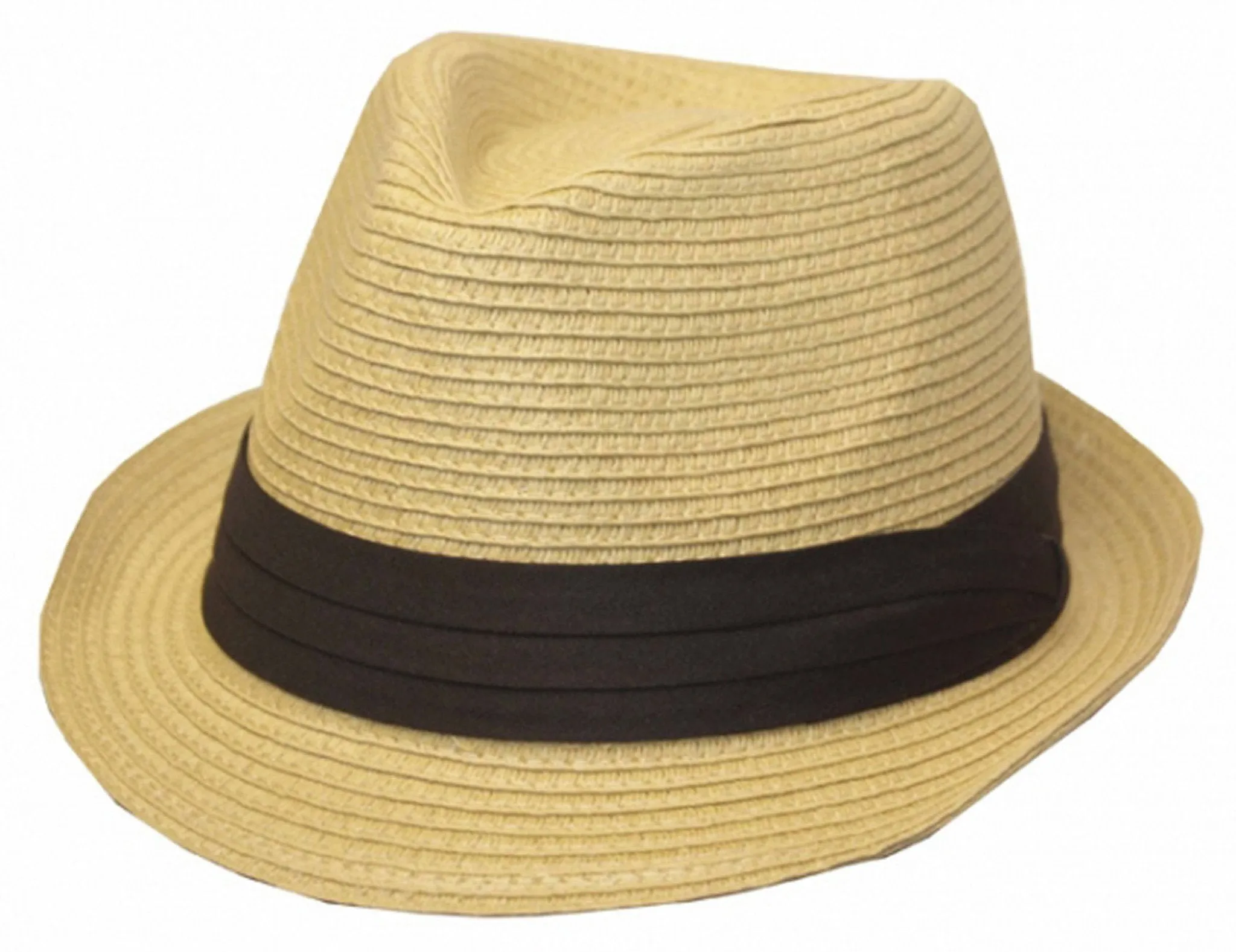 Mens Structured 100% Paper Straw Black Band Fedora Hat