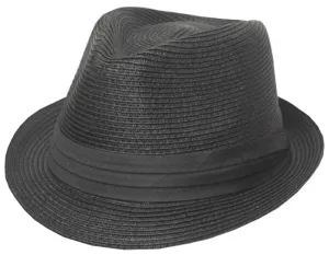 Mens Structured 100% Paper Straw Black Band Fedora Hat