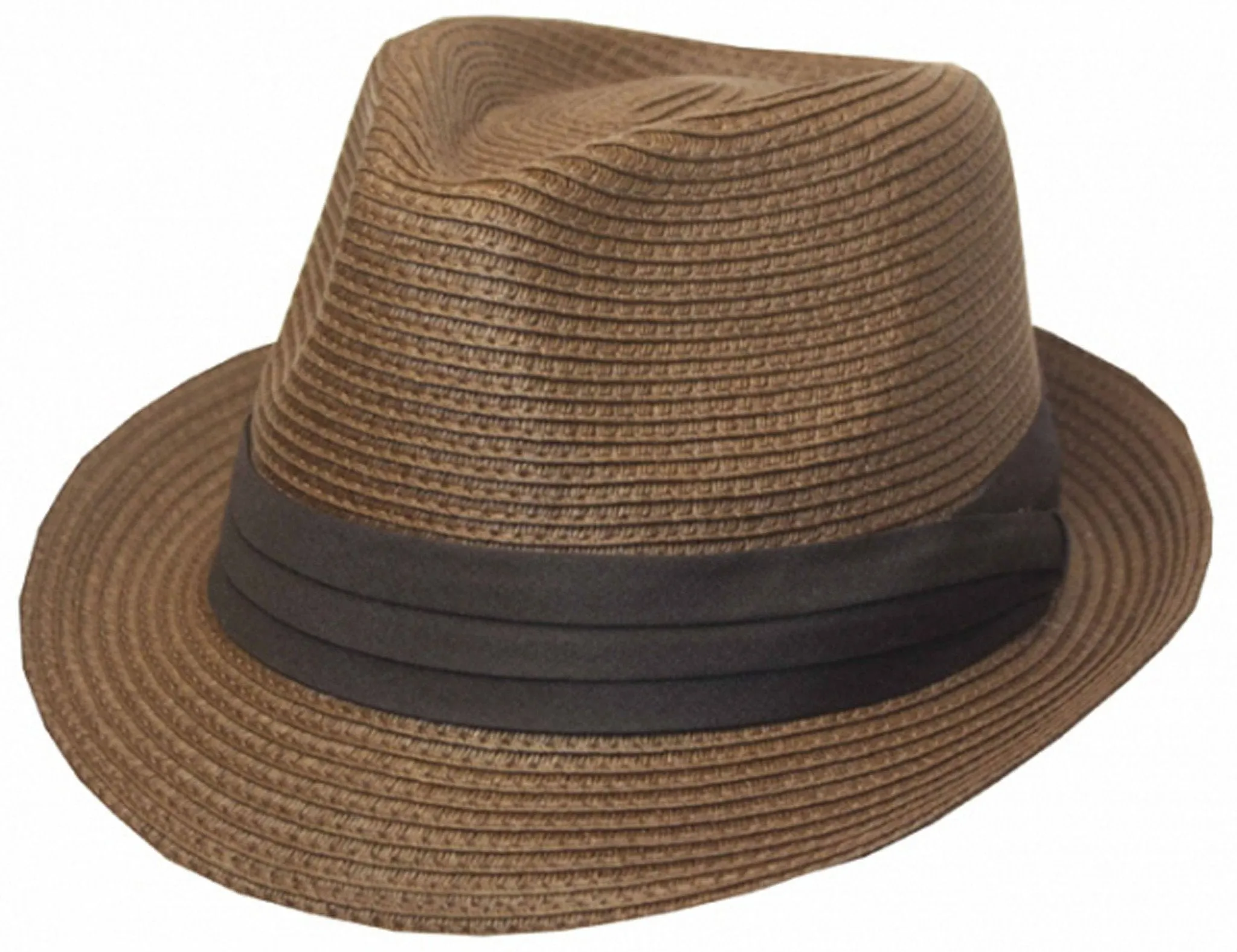 Mens Structured 100% Paper Straw Black Band Fedora Hat