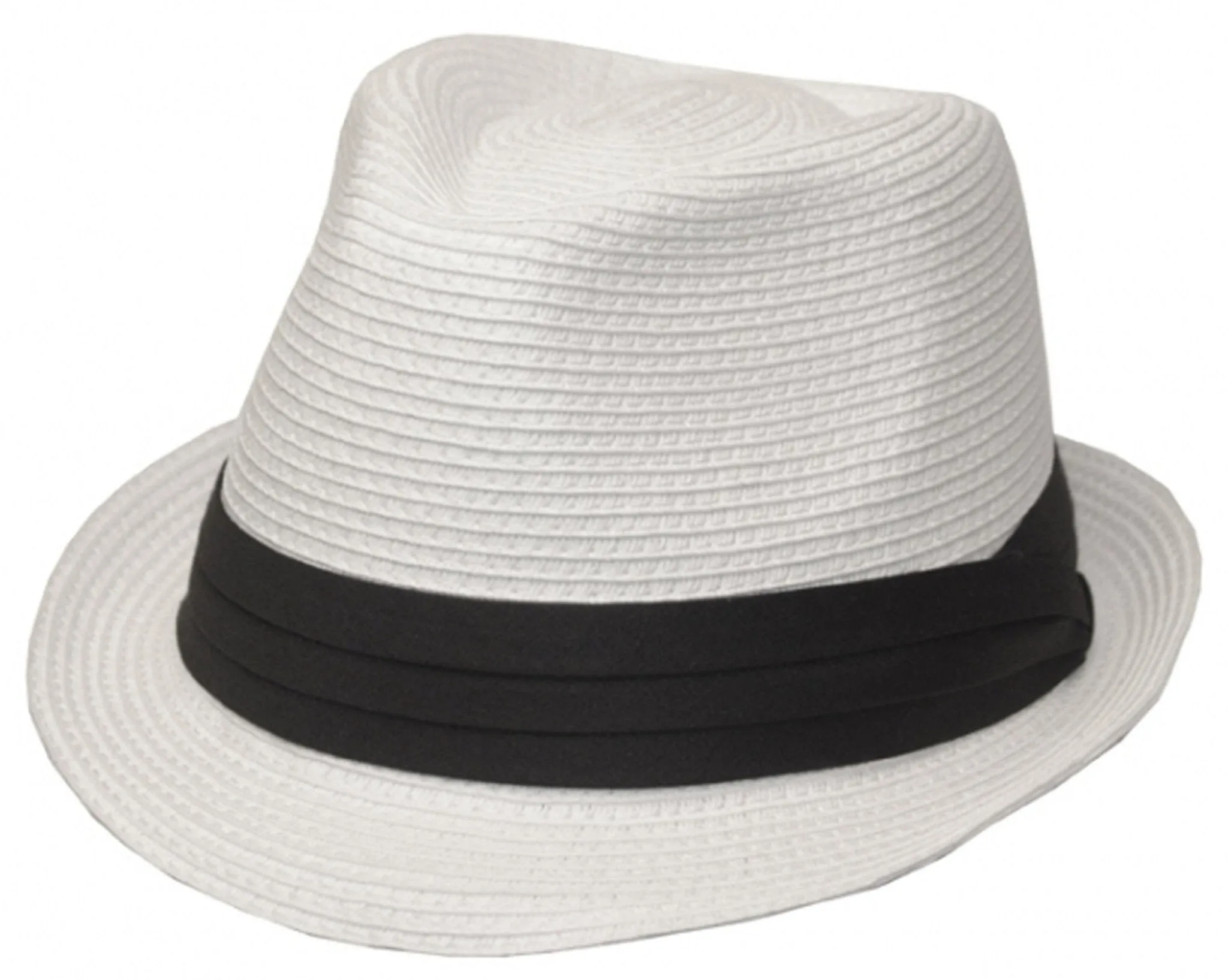 Mens Structured 100% Paper Straw Black Band Fedora Hat