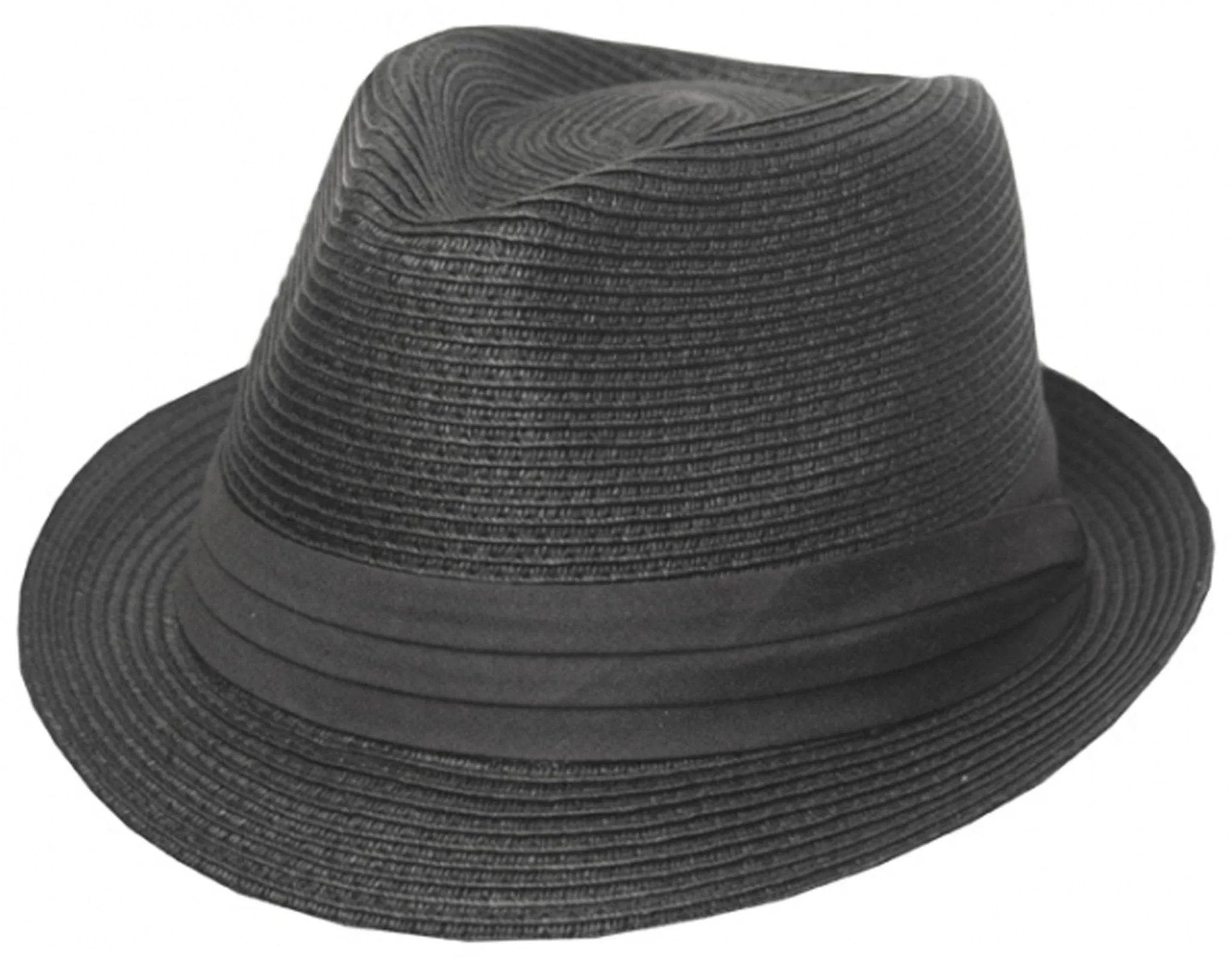 Mens Structured 100% Paper Straw Black Band Fedora Hat