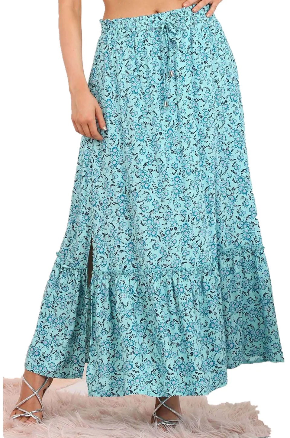 MISS PINKI Parker maxi skirt in blue floral
