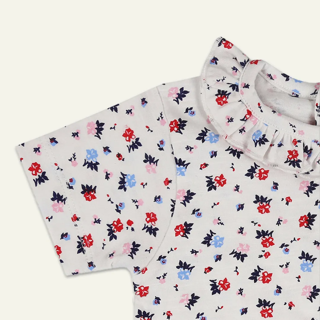 Multicoloured Plain, Stripe and Floral Print Tops - 3 Pack