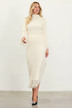 My Own Way Feather Skirt - Cream