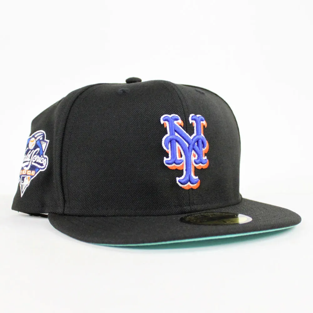 New York Mets 2000 New Era 59Fifty Fitted Hat (Black Road MINT Under Brim)