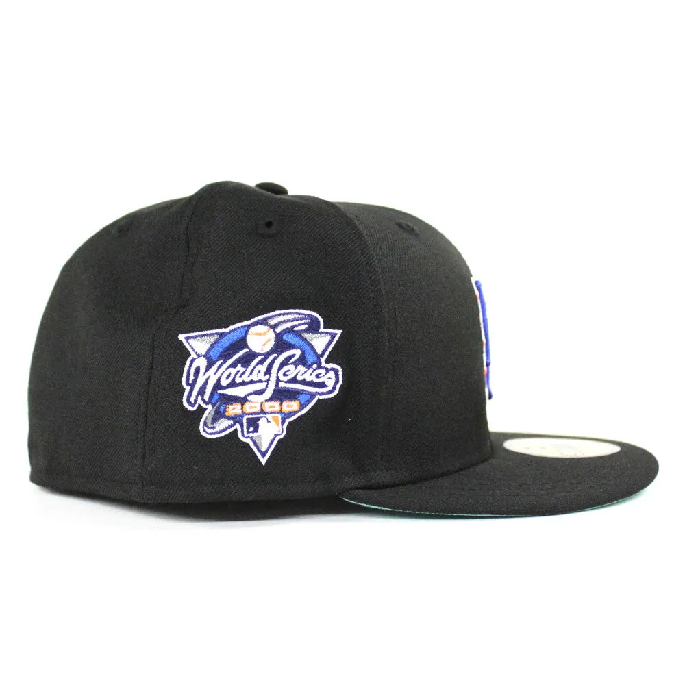 New York Mets 2000 New Era 59Fifty Fitted Hat (Black Road MINT Under Brim)
