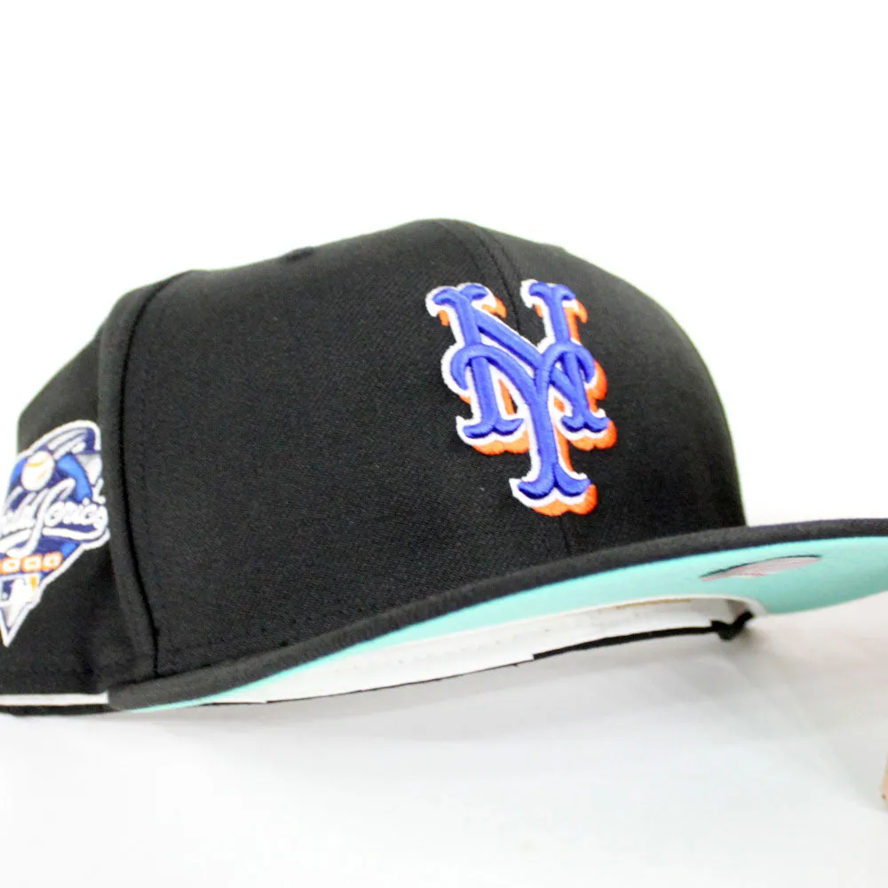New York Mets 2000 New Era 59Fifty Fitted Hat (Black Road MINT Under Brim)