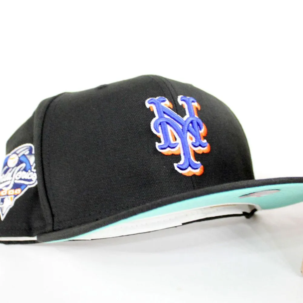 New York Mets 2000 New Era 59Fifty Fitted Hat (Black Road MINT Under Brim)
