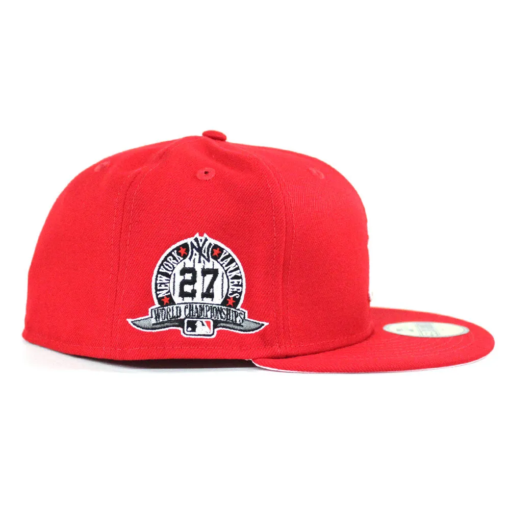 New York Yankees Statue of Liberty 27 World Championships 59Fifty New Era Fitted Hat (Red PINK Under Brim)