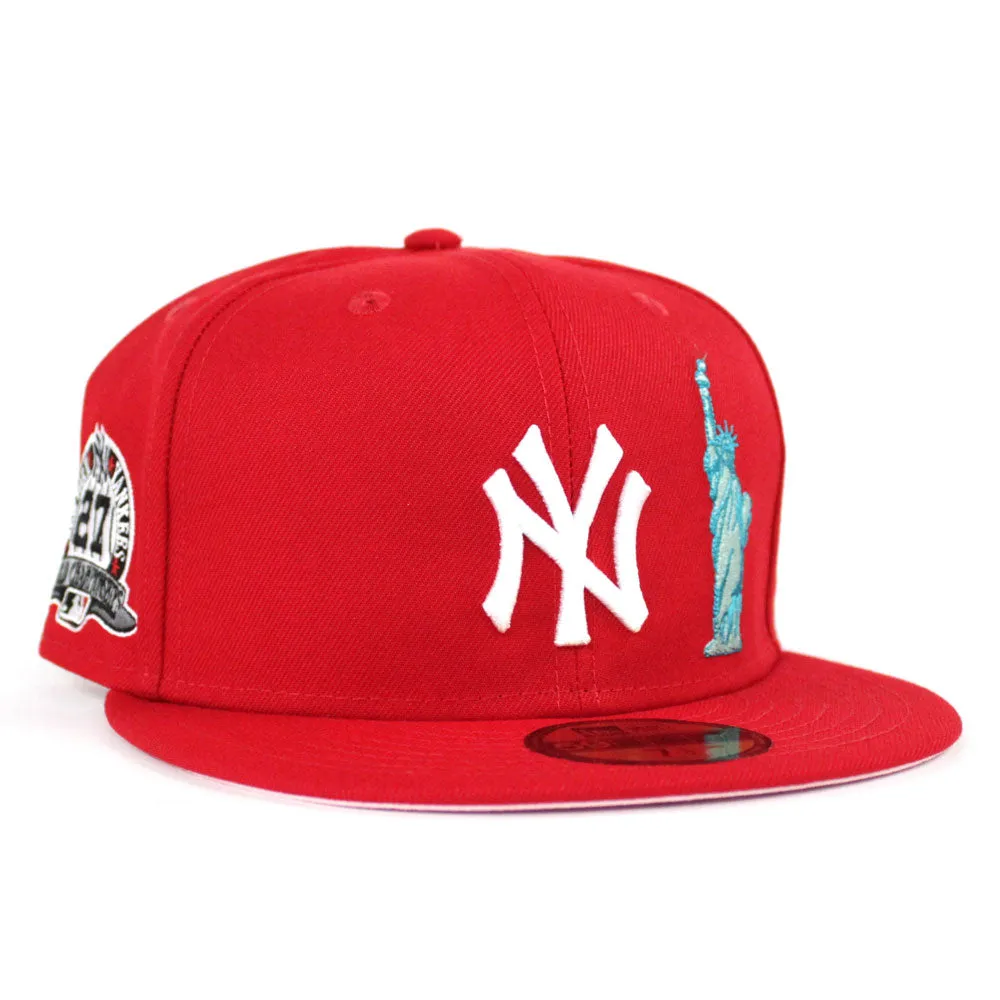 New York Yankees Statue of Liberty 27 World Championships 59Fifty New Era Fitted Hat (Red PINK Under Brim)