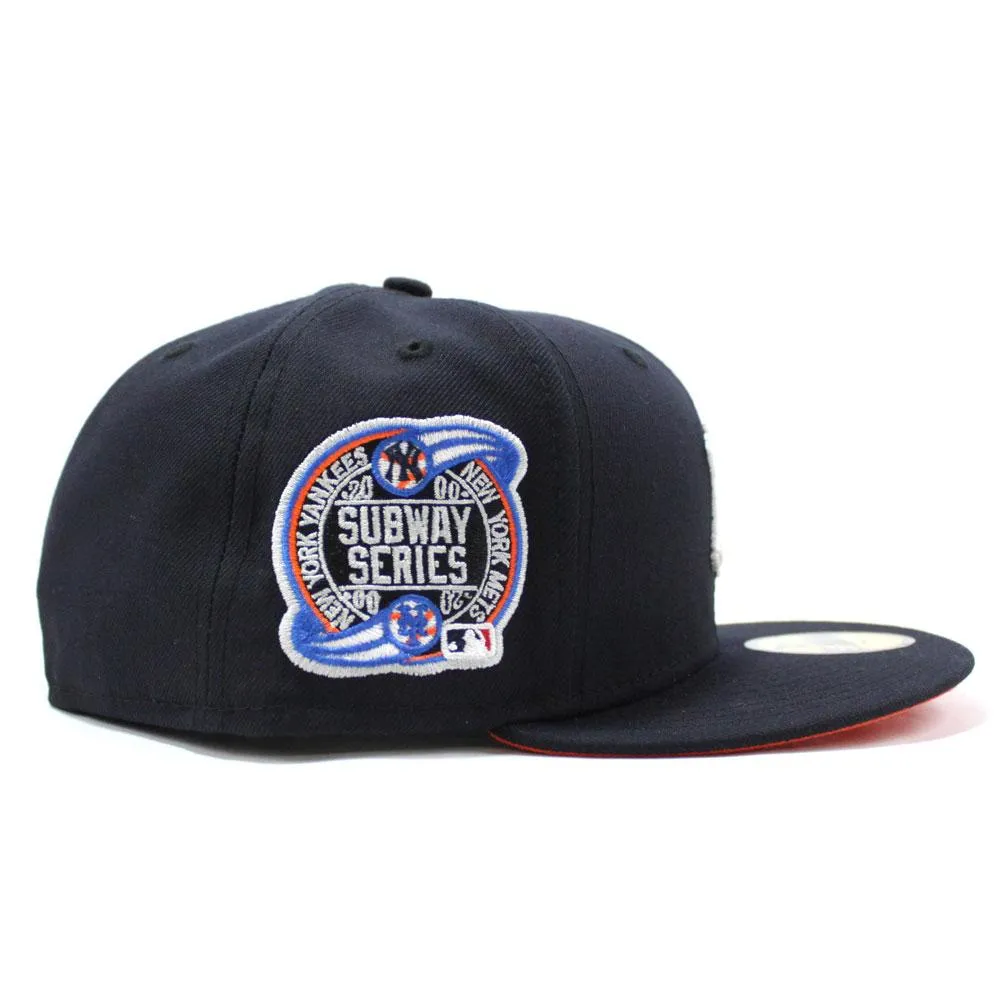 New York Yankees Subway 2000 World Series New Era 59Fifty Fitted Hat V2 (Navy Orange Under Brim)