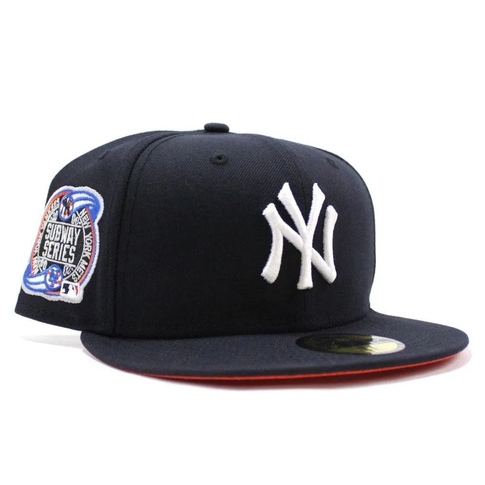 New York Yankees Subway 2000 World Series New Era 59Fifty Fitted Hat V2 (Navy Orange Under Brim)