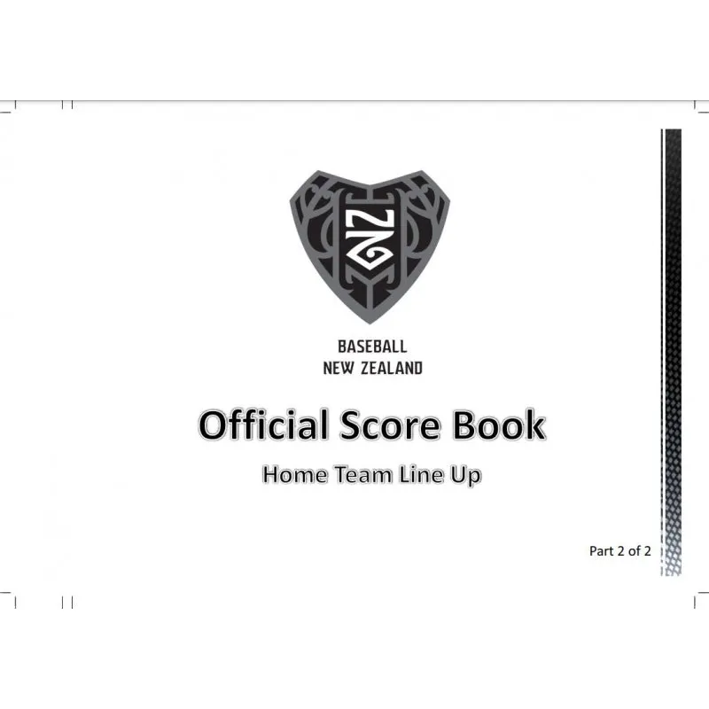 Offical Baseball NZ Scorebook - Home and Away Set