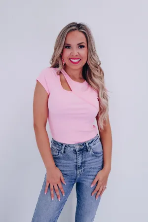 On The Edge Cutout Bodysuit - Pink