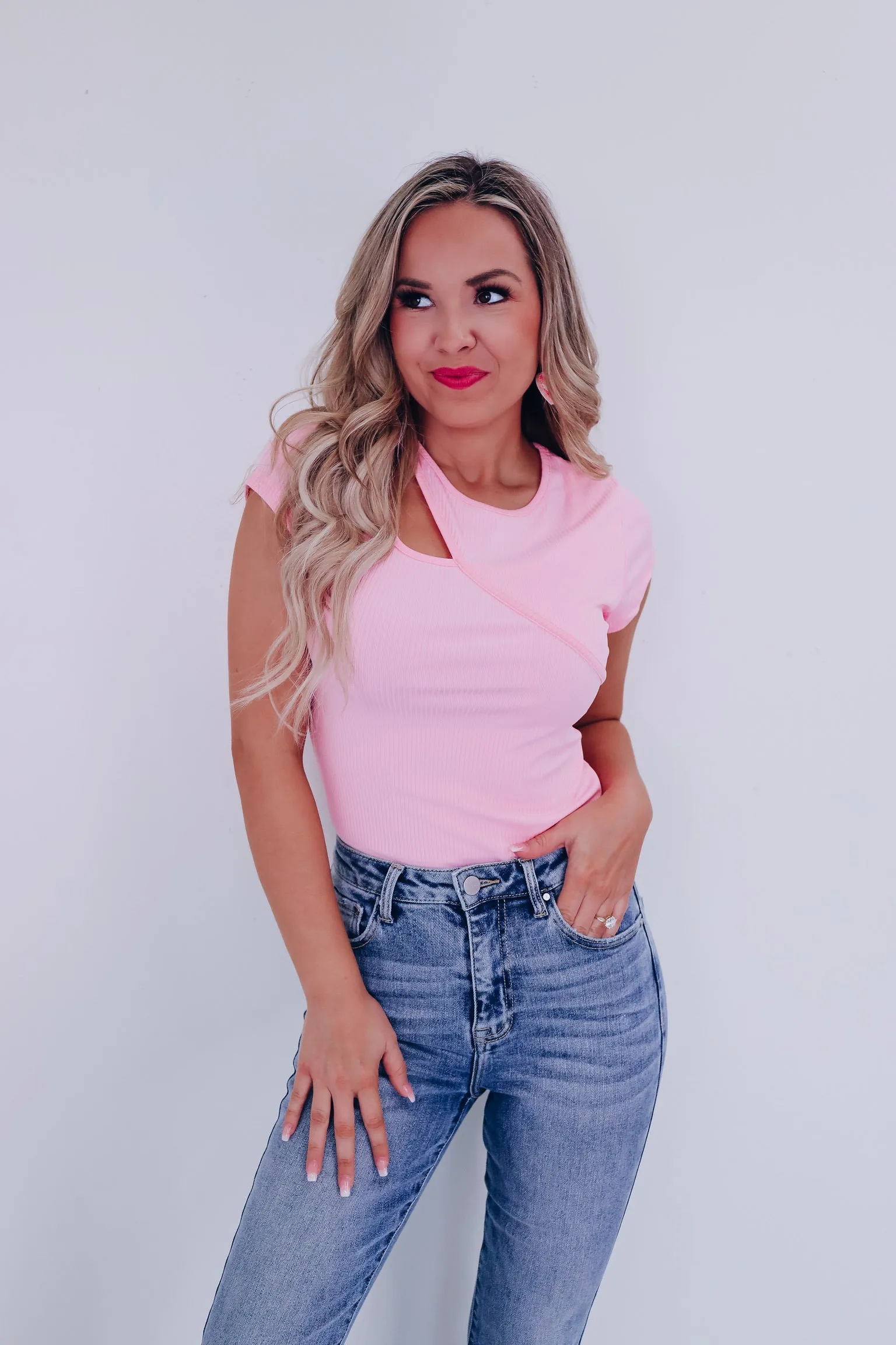 On The Edge Cutout Bodysuit - Pink