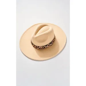Panama rancher hat with animal print strap