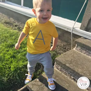 Personalised Initial Grey/Yellow Tracksuit Lounge Set - Spring/Summer