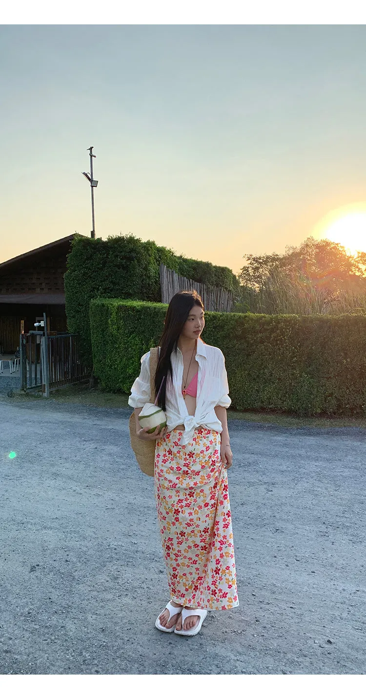 pink floral child skirt
