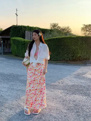 pink floral child skirt