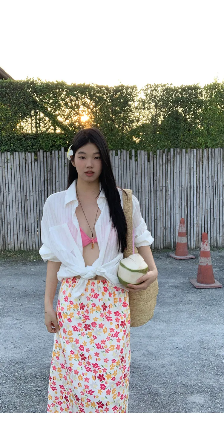 pink floral child skirt