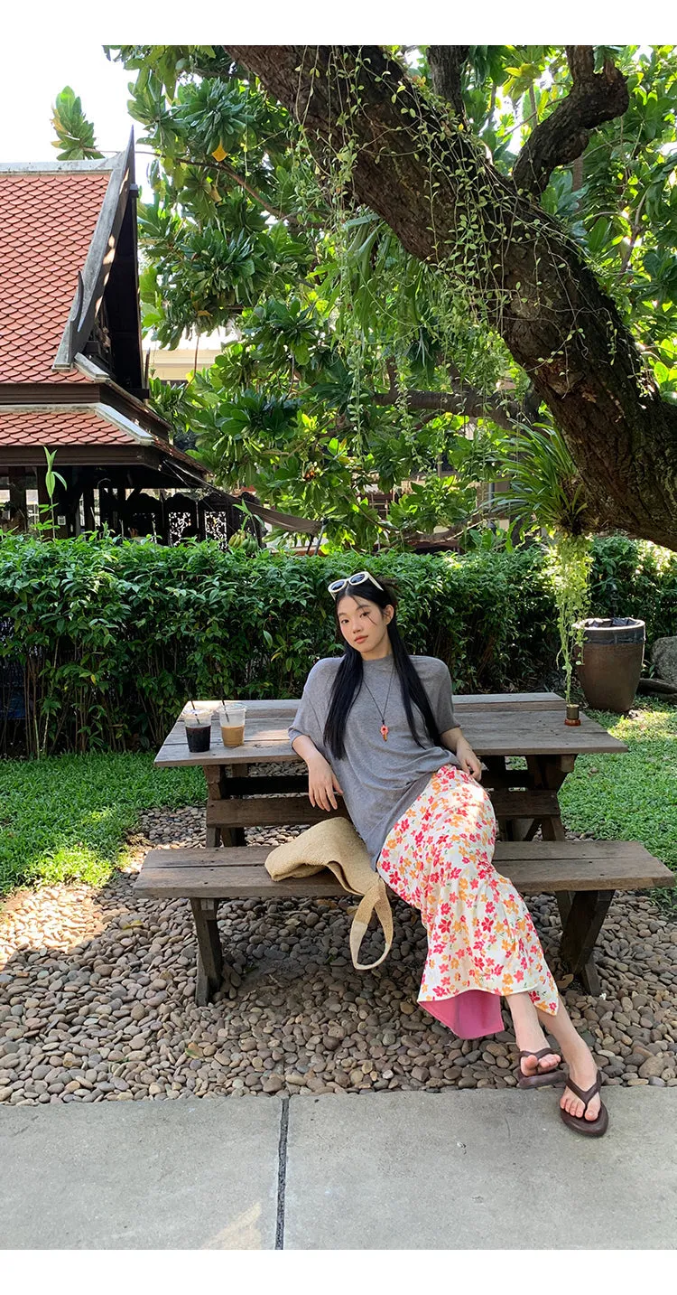 pink floral child skirt