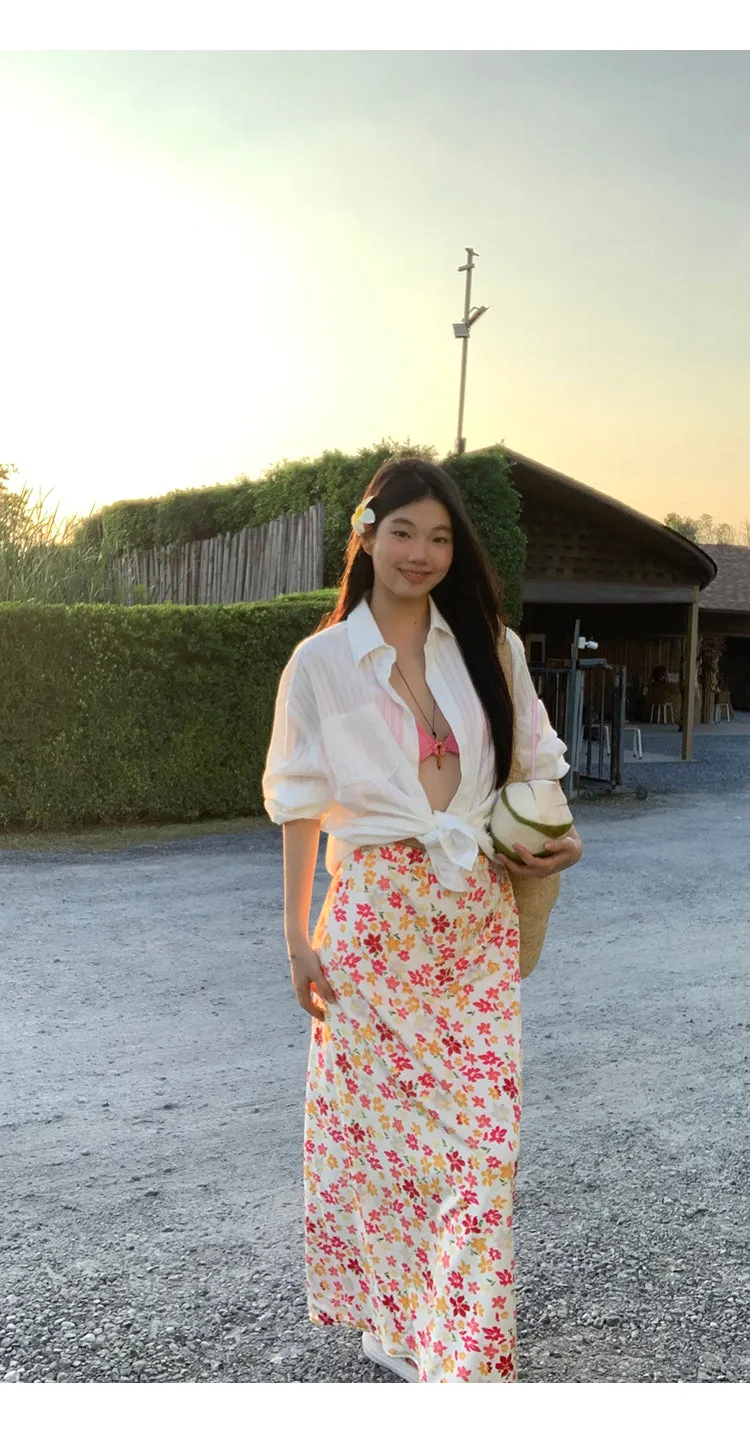 pink floral child skirt