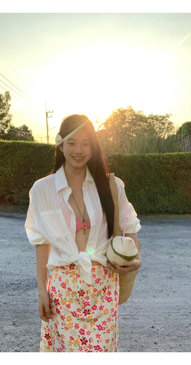 pink floral child skirt